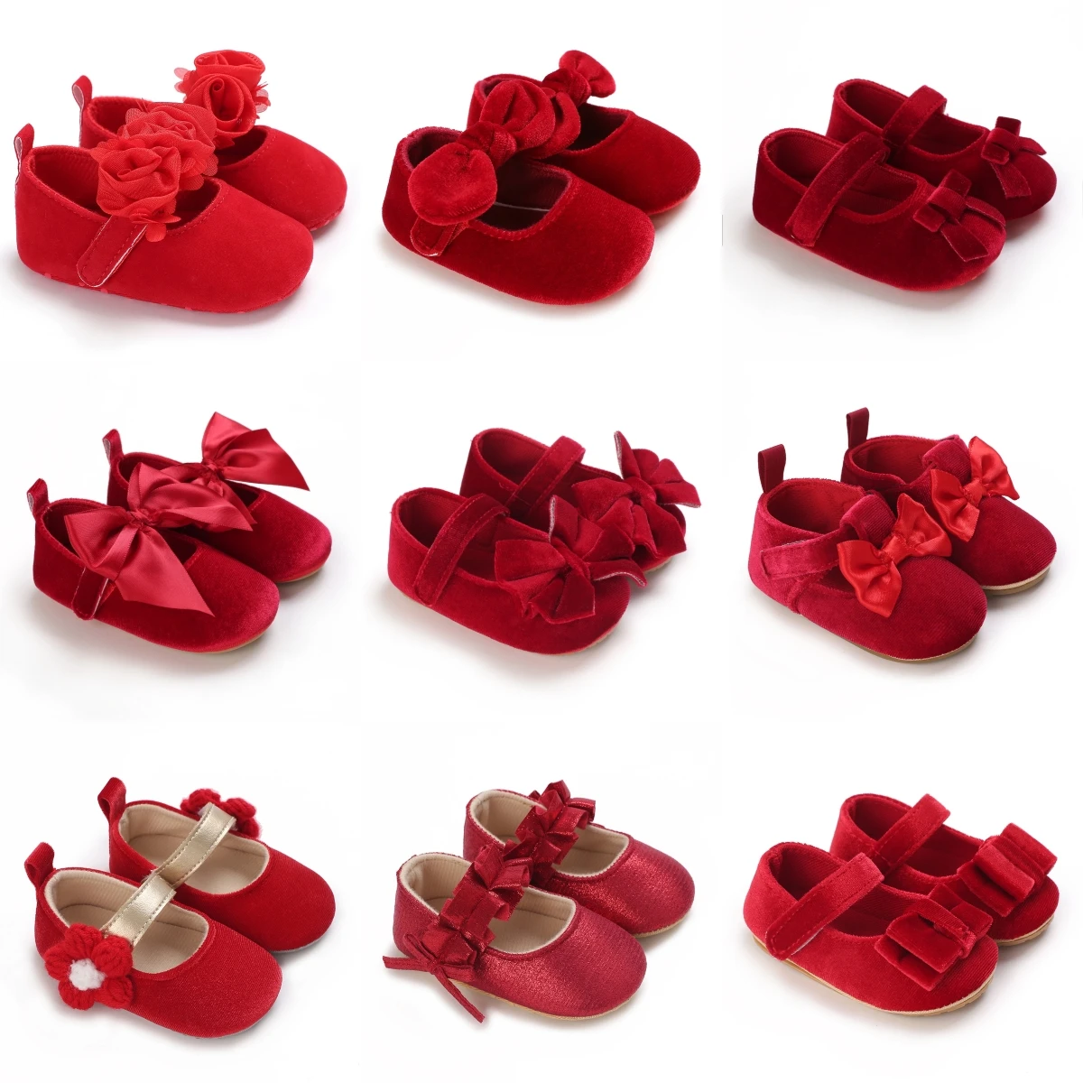 Baby Shoes Princess Fashion Sneakers Infant Toddler Soft sole Anti Slip First Walkers 0-1 Year Old Baby Dance Shoes Red