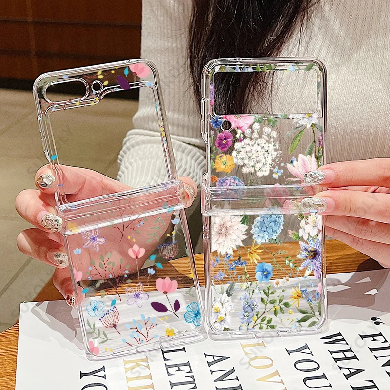Flower Pattern Shockproof Clear Cover for Samsung Galaxy Z Flip Series