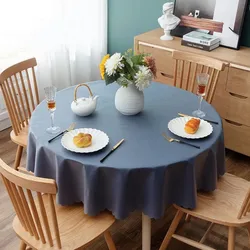 New Round Waterproof Tablecloth Cotton Linen TPU Table Cloth Oil-proof  Table Cover Tea Coffee Kitchen Wedding Party Room Decor