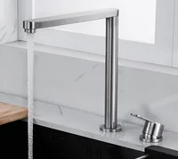 ก๊อกน้ำสำหรับห้องครัวยกซ่อนแบบพับได้หมุนได้360หน้าต่างด้านในที่มองไม่เห็นก๊อกน้ำร้อนผสมน้ำเย็นพร้อมที่จับอิสระ 2