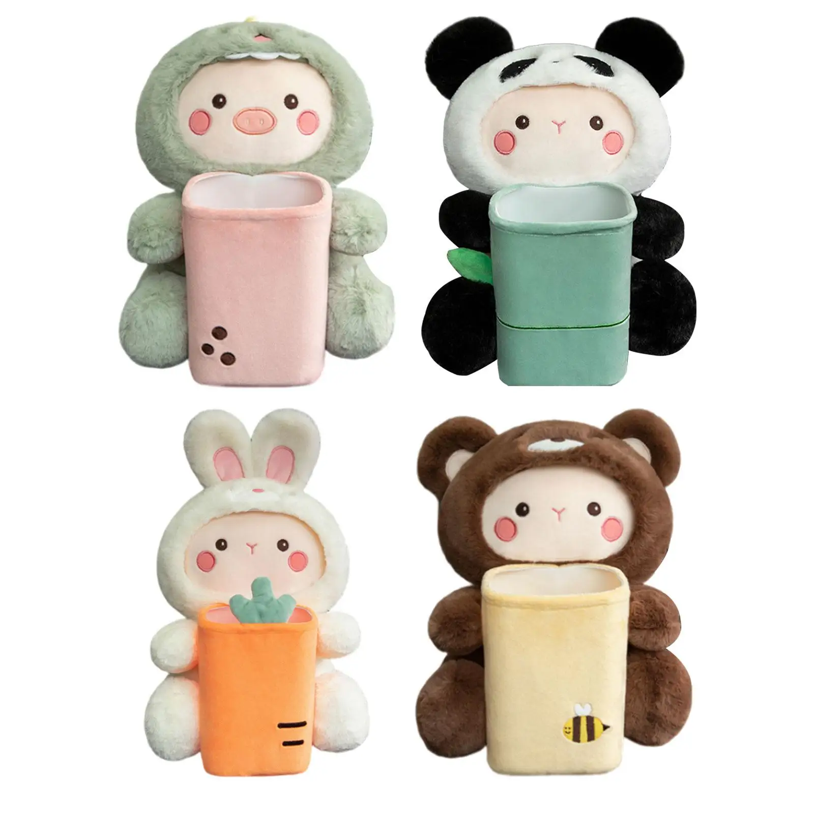 다기능 플러시 자동차 팔걸이 정리함 귀여운 티슈 홀더 자동차 액세서리 및 차량 내부 장 쓰레기통