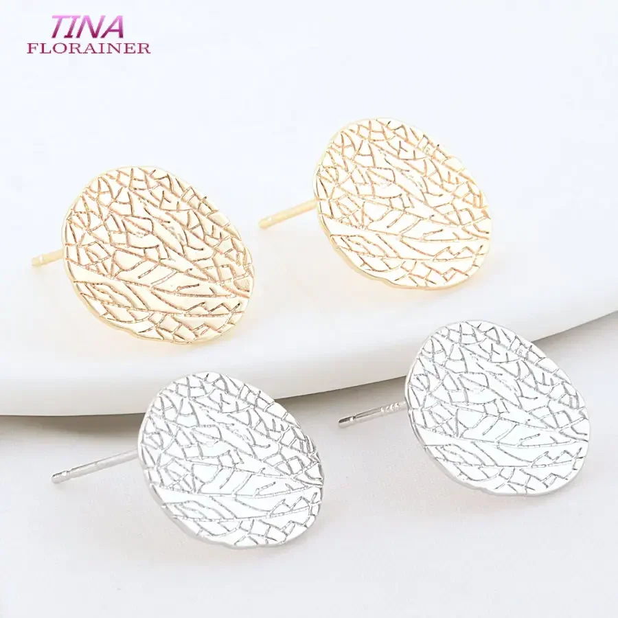 6PCS 13,5 MM 14,5 MM 14K Gold Farbe Überzogene Messing Runde Stud Ohrringe Hohe Qualität Diy DIY schmuck Finden Zubehör