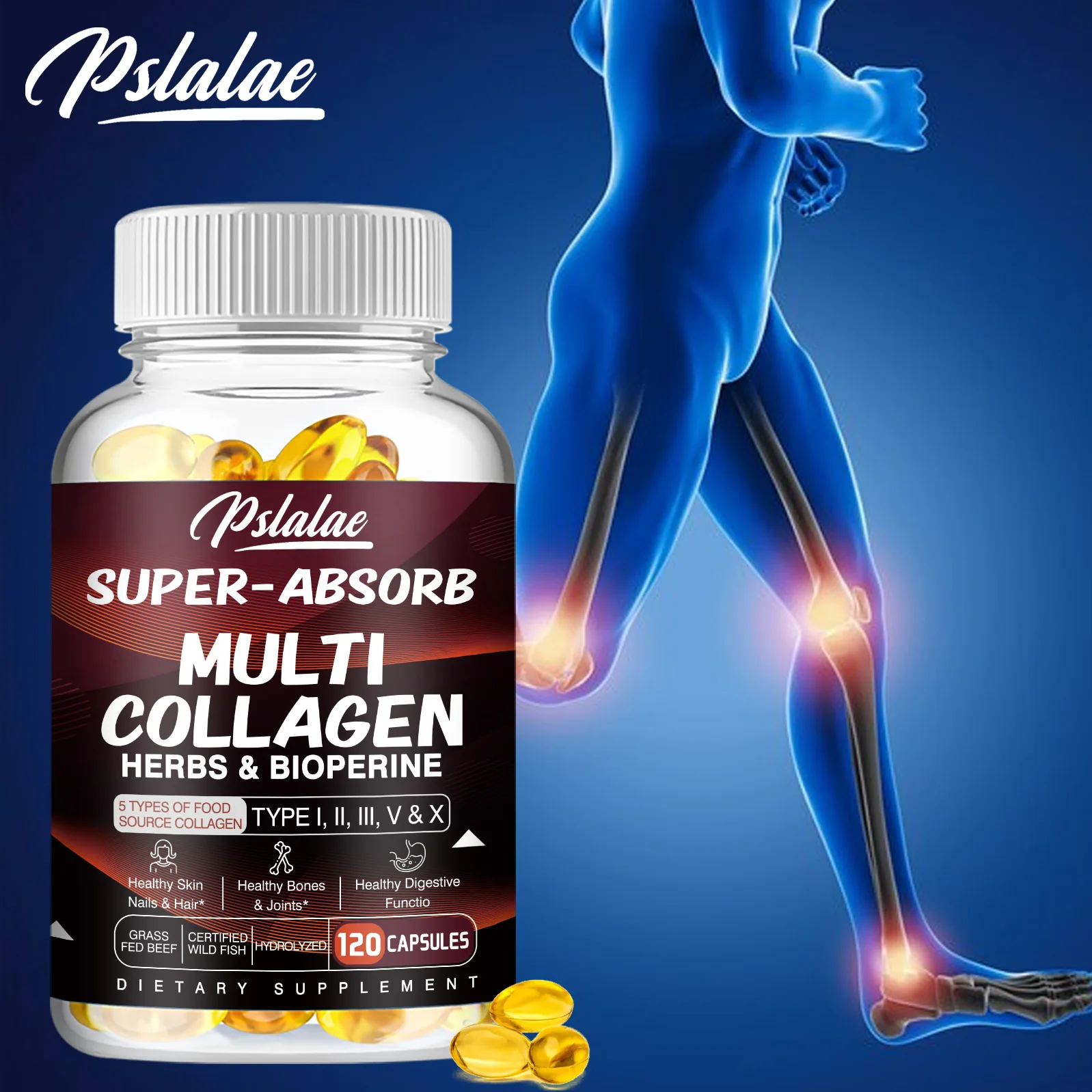 Multi Collagen Pills Type I II III V X Organic Herbs and Piperine Collagen Capsules collagen supplements
