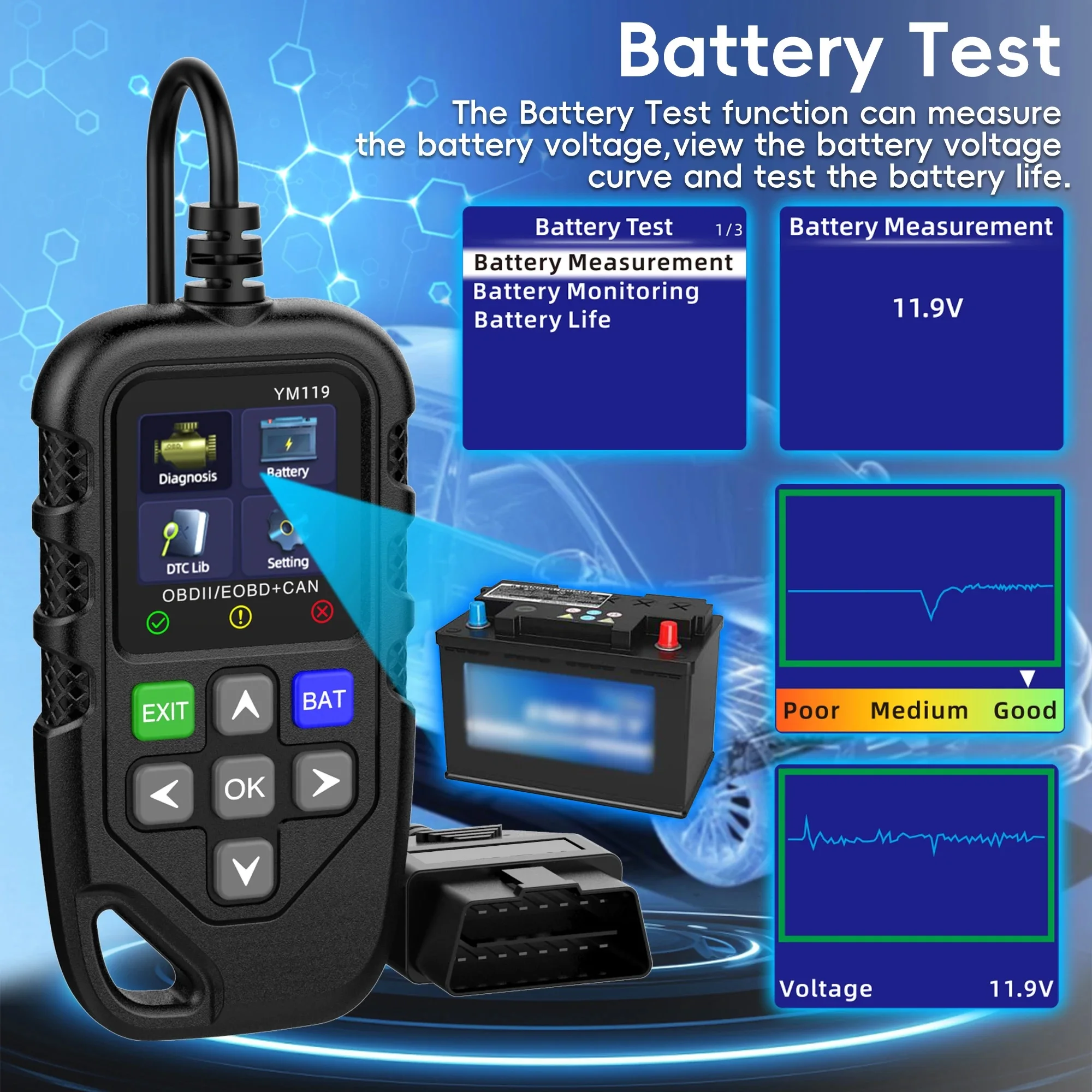 Professional OBD2 Scanner Diagnostic Tool Car Engine Fault Detector Car Clear Fault Code Tool 3