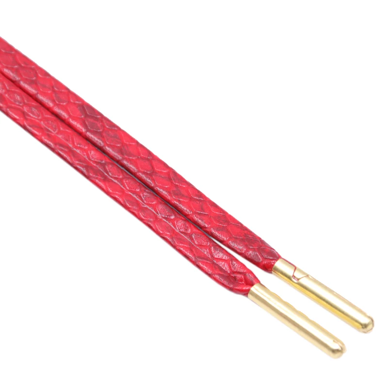 6 Colors Flat Snakeskin Snake Shoe Laces Luxury PU Leather LE ShoeLaces with Gold Metal Aglets for Leather Shoes Shoulder Bag