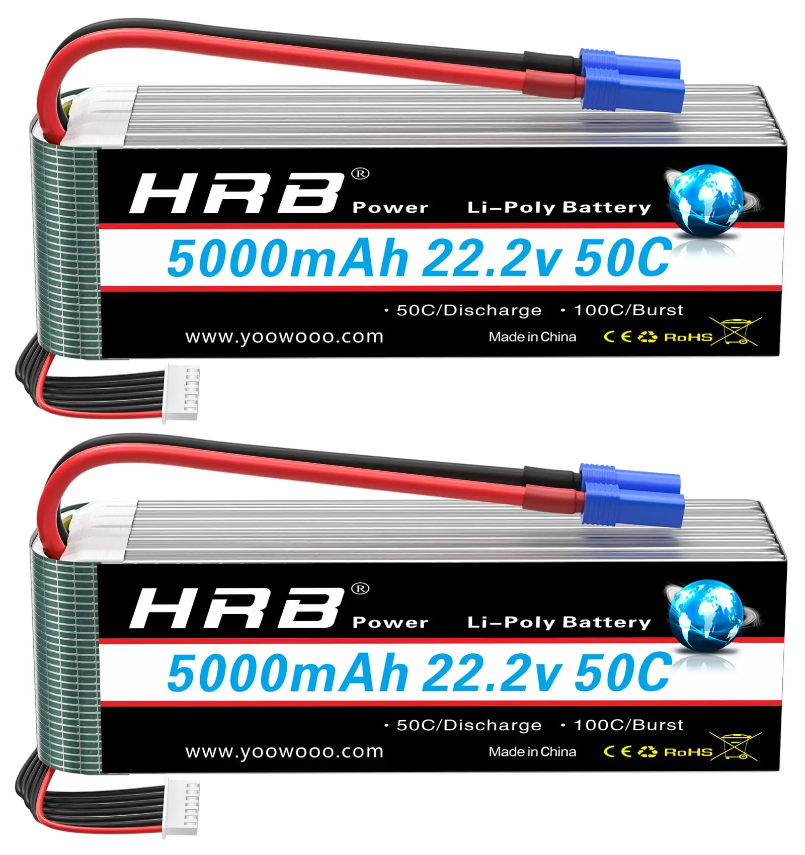 Batería Lipo HRB 6S 5000mah 6000mah XT60 XT90 EC5 50C 100C 22,2 V para Quadcopter avión coche camión 500 600 helicóptero