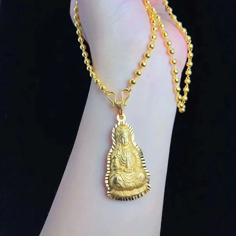 

Real 24k Gold Color Necklace for Men Women Necklace Oro Puro De 24k Necklaces Chain Wedding Engagement Party Fine Jewelry