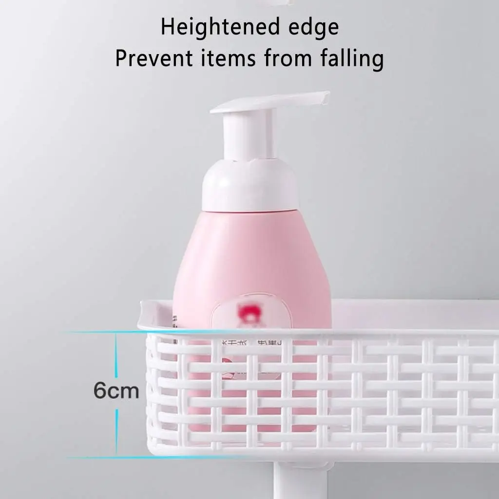 Bathroom Above Over The Toilet Rack No Drill Wall Mounted Shelf Toilet Shelf Organizers Storage Plastic Shower Bath Accessories 6