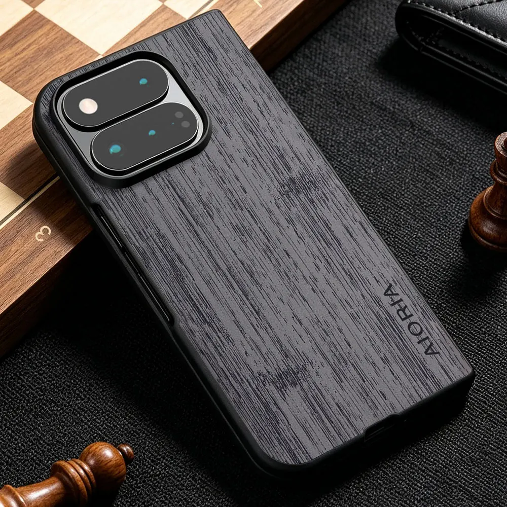 Luxury Bamboo Wood Pattern Leather Phone Cover Case