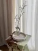 Light Luxury Marble Material Round Tray French Retro Style Perfume Storage Living Room Decoration Jewelry Display Tray 22x22x3cm 4