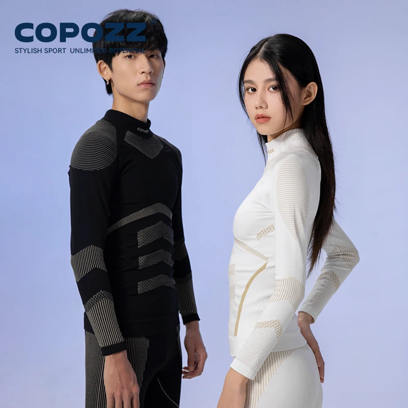 COPOZZ Winter Ski Thermal Underwear Sets Men Women Lycra Fabric Quick Dry Tracksuit Ski Thermo Underwear Long Johns thermal underwear set