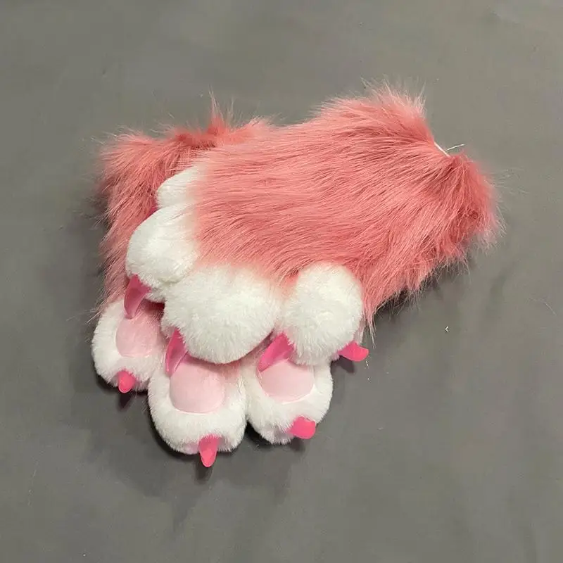 Mitaines Demi-doigts Motif Patte De Chat - Fausse Fourrure Douce - Taille Unique - Pour Adultes Et Enfants