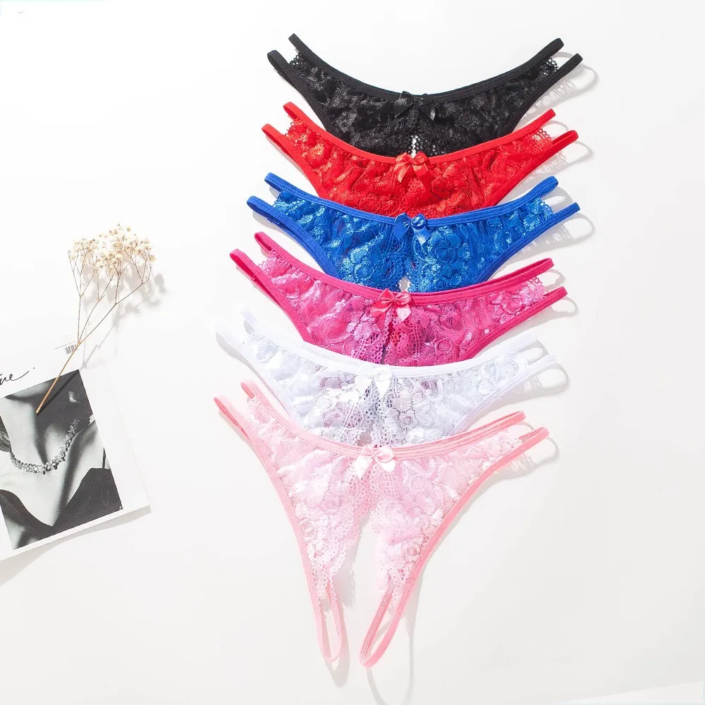 Plus Size Panties Sexy Open Crotch G-string Women's Sex Underpanties Lace Transparent Thongs Femme Erotic Lingerie 1Pcs women lingerie