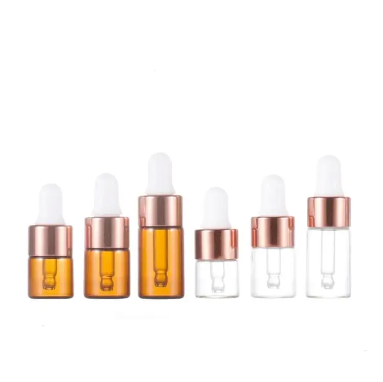 

Amber Clear Glass Dropper Bottle 1ml 2ml 3ml 5ml Mini Cosmetic Sample Essential Oil Droppers Bottles SN1144