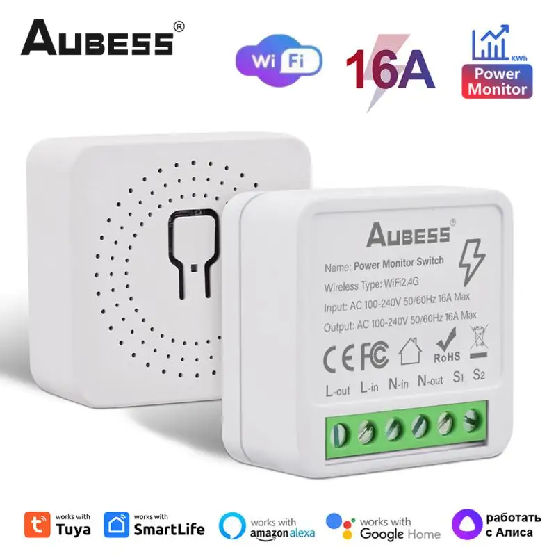 

Смарт-переключатель Tuya с Wi-Fi, 16 А