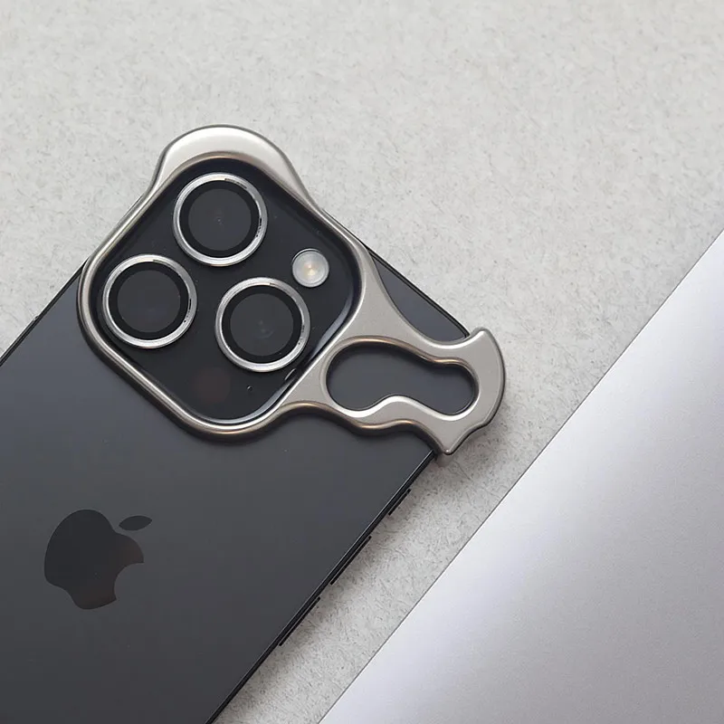 Aluminiumlegierung Eckenschutz Handyhülle für iPhone 17 Air 16 15 13 14 Pro Max mit Linsenschutzfolie und stoßfestem Titanlegierungs-Bumper – Detail 6