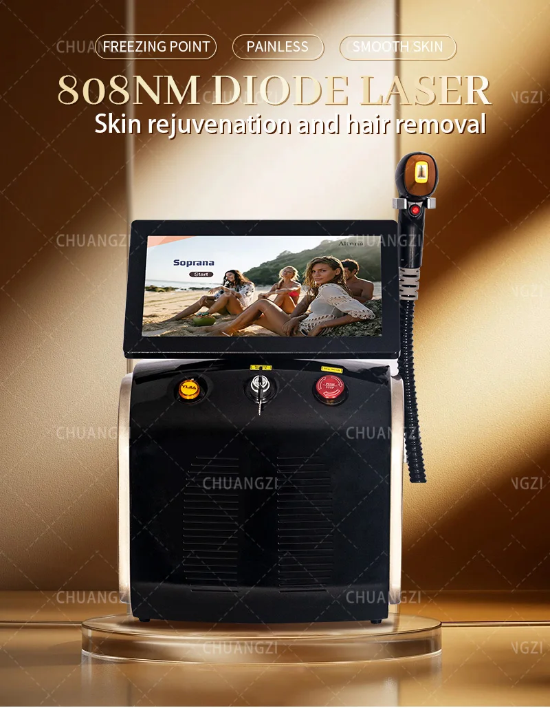 2024 The latest diode laser professional hair remover three-wavelength 755 808 1064NM ice titanium painless permanent
