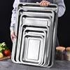 304 Stainless Steel Barbecue Tea Storage Serving Trays Rectangle Steamed Rice Sausage Plate Grill Meat Restaurant Metal Utensils 1