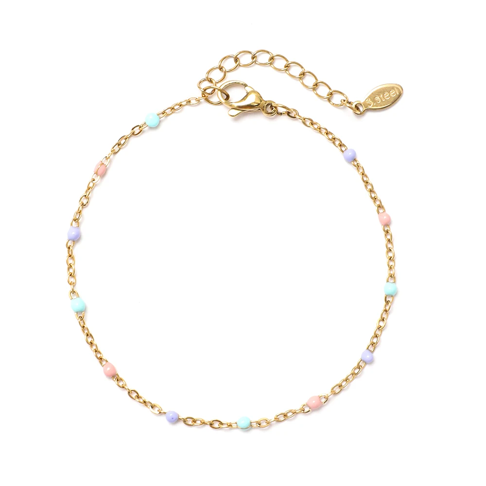

ZMZY Fresh Color Thin Link Chain New Collocation Fashion Stainless Steel Bracelets For Women Lucky Jewelry Gifts