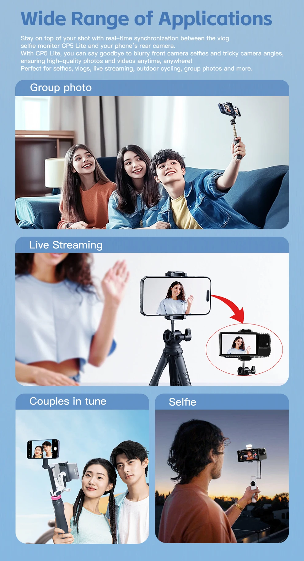 Shimbol CP5 Lite Phone Vlog Magnetic Selfie Monitor Screen 1080p Works for iPhon