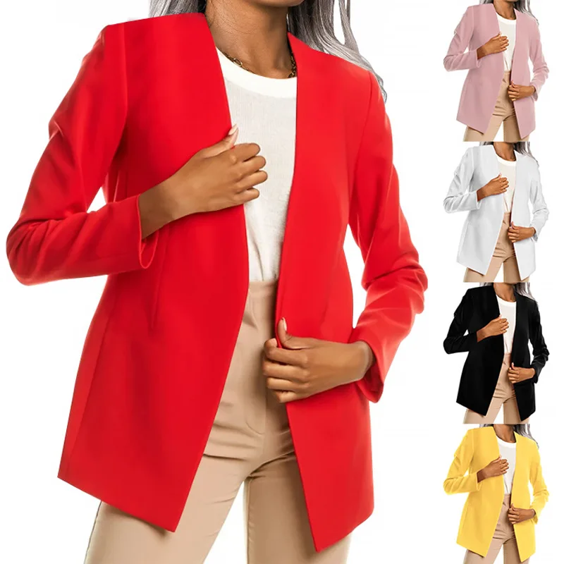 VITIANA Women Casual Blazers Spring Summer Female Long Sleeve Black Jacket Femme White Clothes Plus 5XL Size Africa Yellow