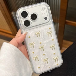 Luminous Glitter 3D Bowknot Phone Case - Shockproof & Glowing Cover - iPhone 15 (W1)