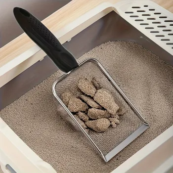 Stainless Steel Cat Litter Scoop-Durable Deep Shovel Litter Sifter, Easy Clean Metal Pet Scooper with Multiple Cat Litter Types