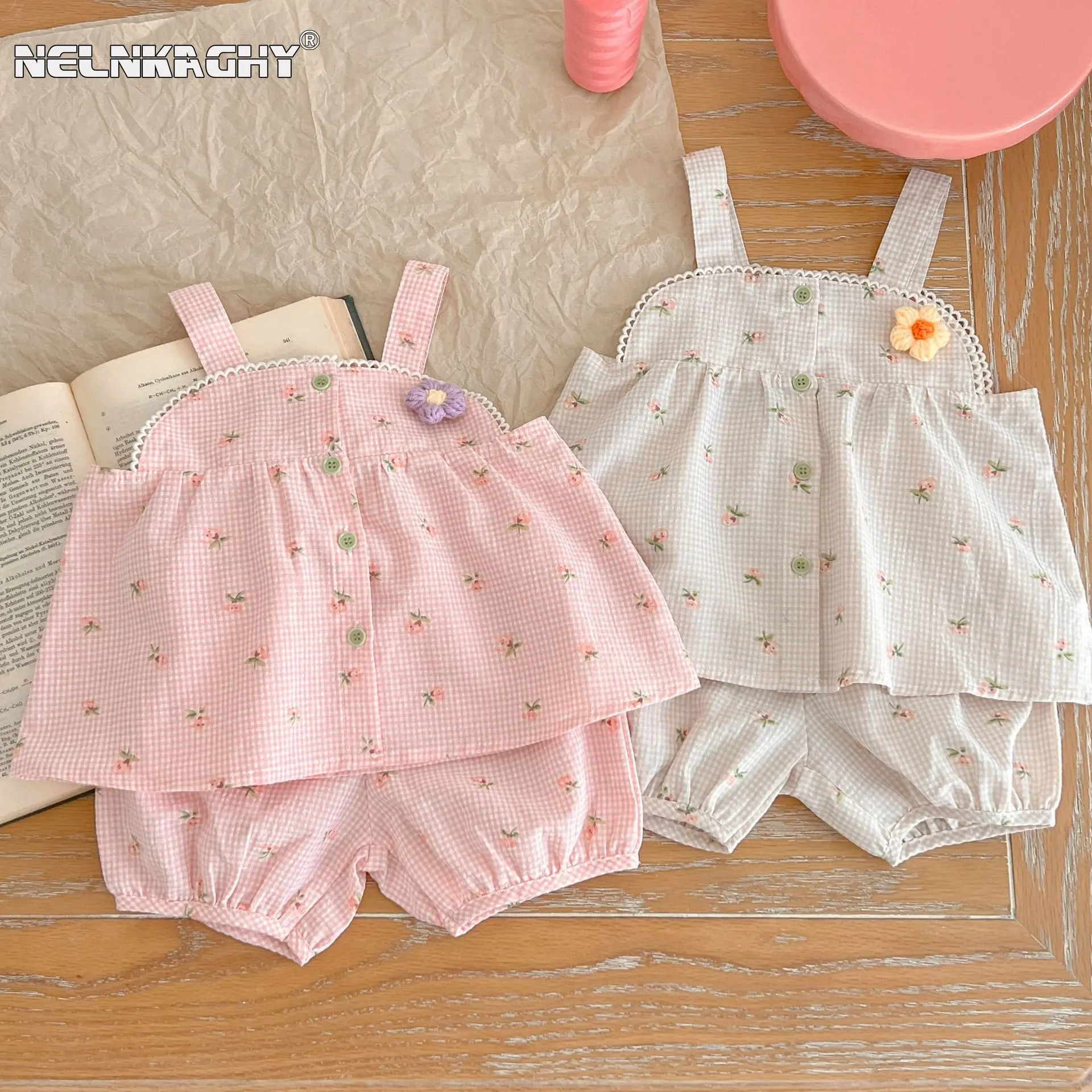 

Infant Toddler Cute 2pcs Plaid Clothes Set 0-3Y : Sleeveless Princess Sling 3D Flower Ruched Top+Shorts, Perfect for Summer 2023