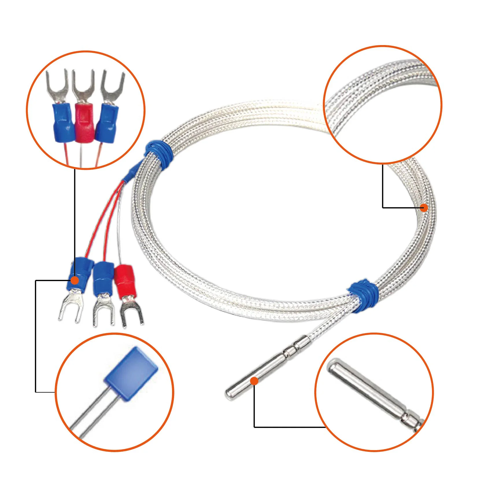 PT100 Temperature Sensor RTD Temperature Probe Waterproof Stainless Steel High P