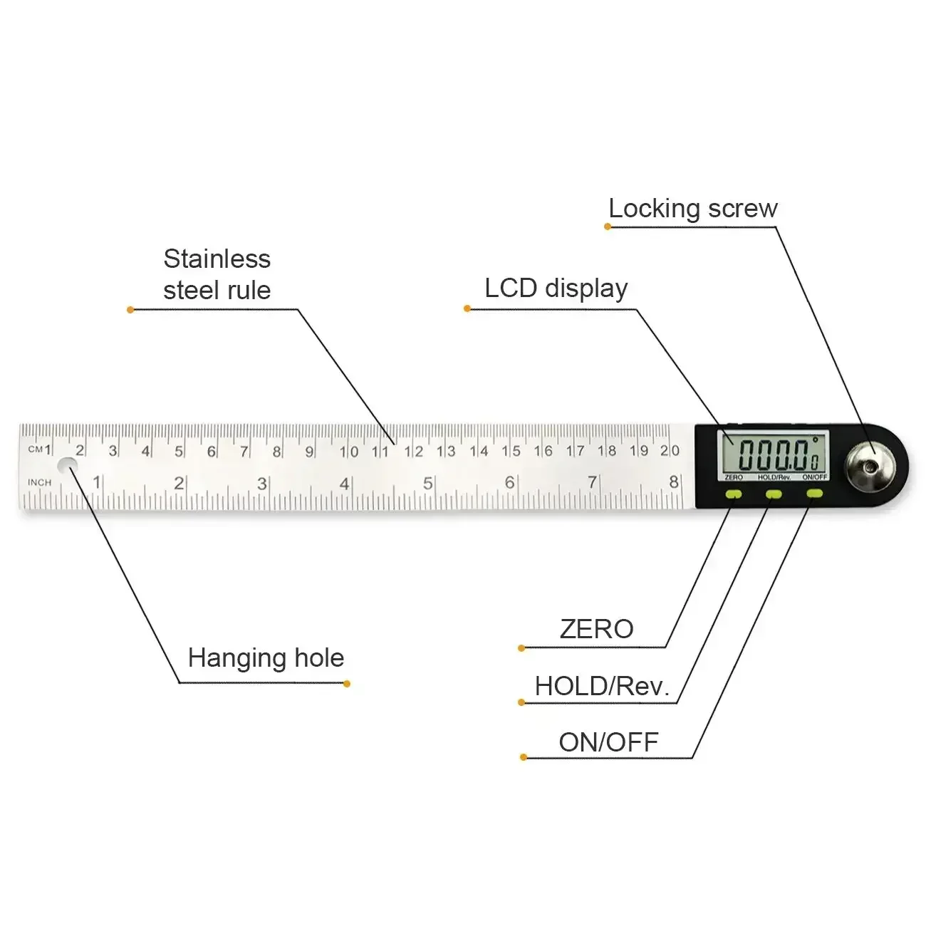 Digital Angle Finder Protractor, Angle Finder Ruler with 7inch/200mm Angle Measuring Tool for Woodworking/Carpenter/Construction 2