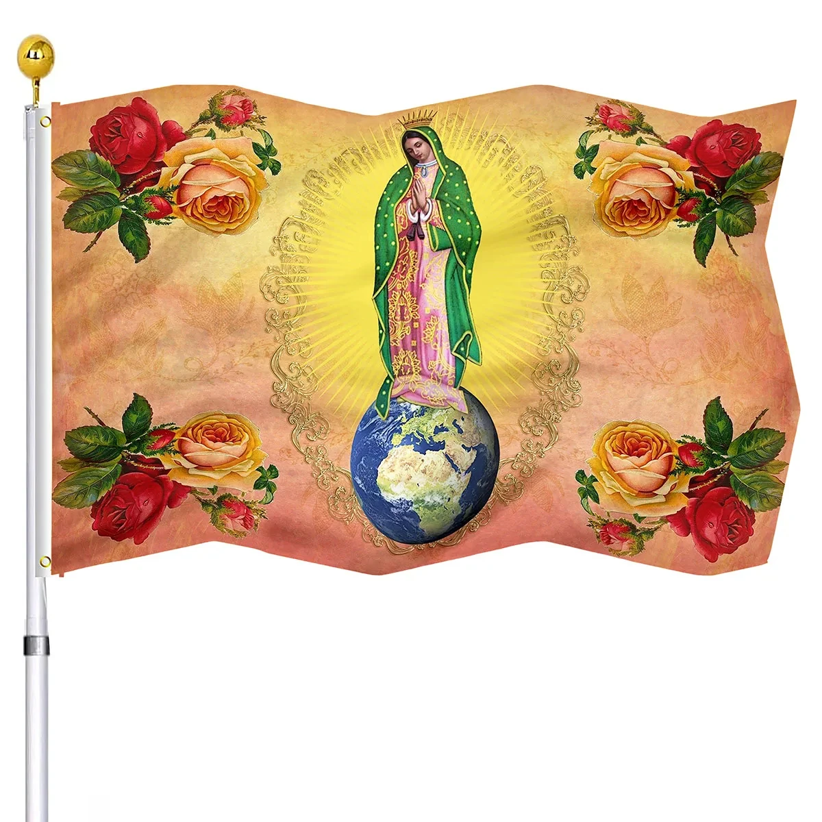 

Virgin Mary Our Lady of Guadalupe Flag Home Indoor Porch Garden Outside Flags Polyester Banner with Brass Grommets for Women Men