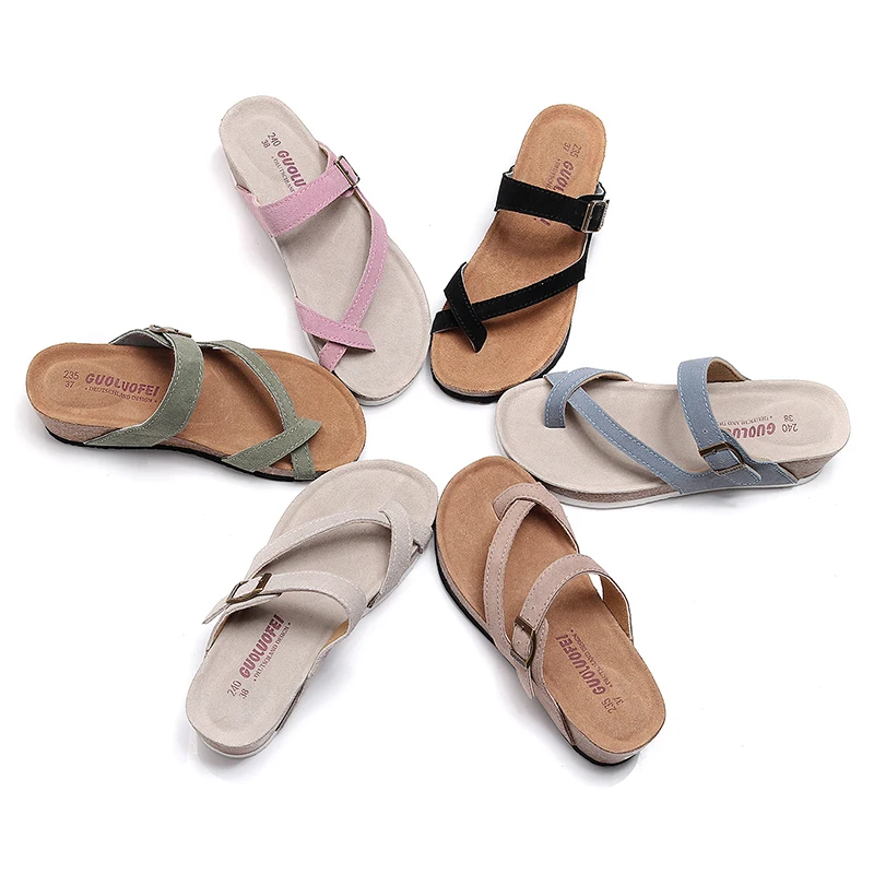 2023 New Summer Women Wedge Beach Slipper Shoe Casual Cork Med Heel Outdoor Clogs Flip Flops Footwear 6