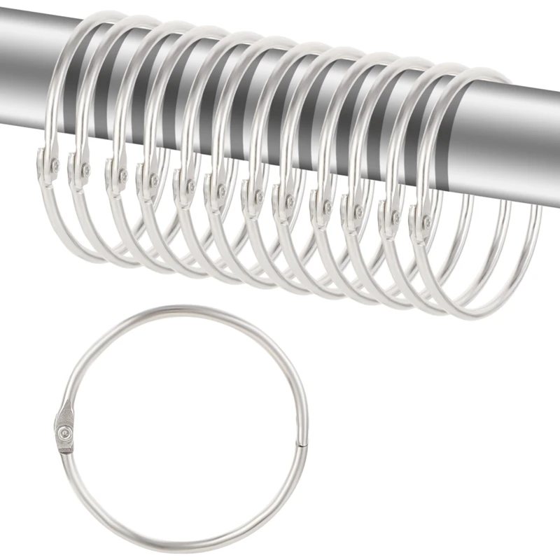 12 pieces Curtain O-Rings Multifunctional Purpose Decorative Metal Shower Curtain Rings Rustproof Iron Bath Drape Loop Smooth