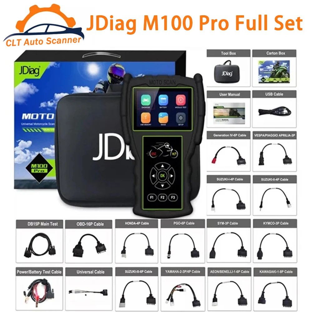 

Original JDiag M100 Pro Motorcycle Scanner D87 D88 Function Professional Diagnostic Tool Read&Erase Fault CodeFor Yamah-a Kawa-s