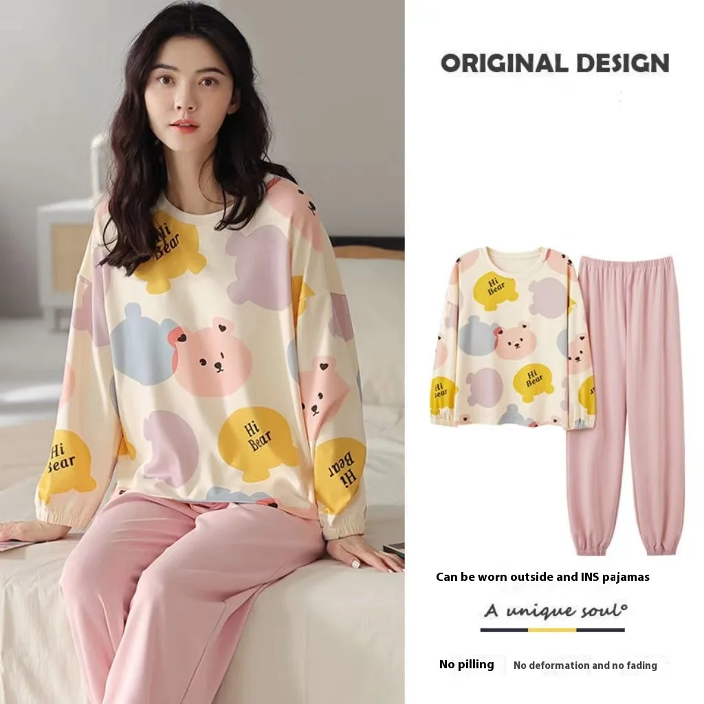Spring and Autumn Pregnant Woman Pajamas Loungewear Set New Confinement Wear Plus Size Nursing Pajamas Loungewear Set Casual Wea cotton pajama set maternity nightgown set pregnant women dress