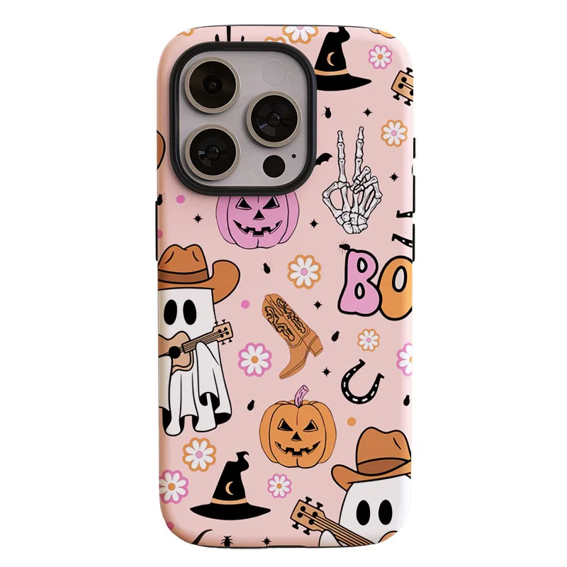 Cute Pink Halloween 2-in-1 Film Shell Phone Case
