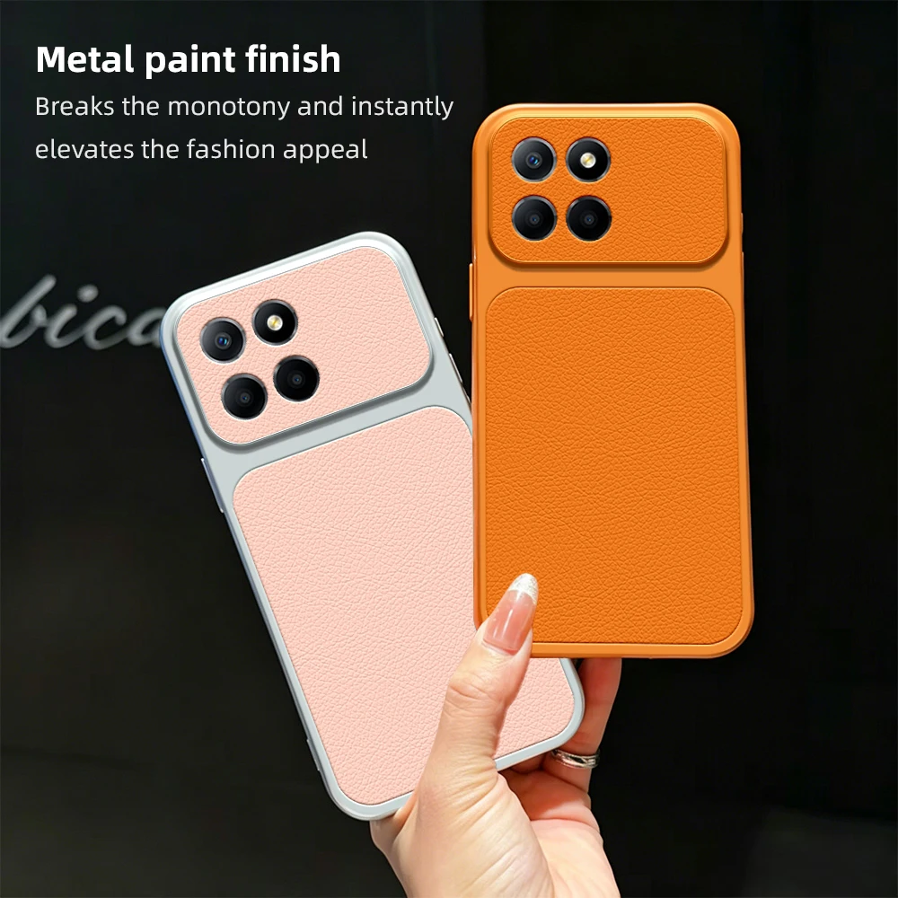 Luxury Leather Matte Back Cover with Lens Protection