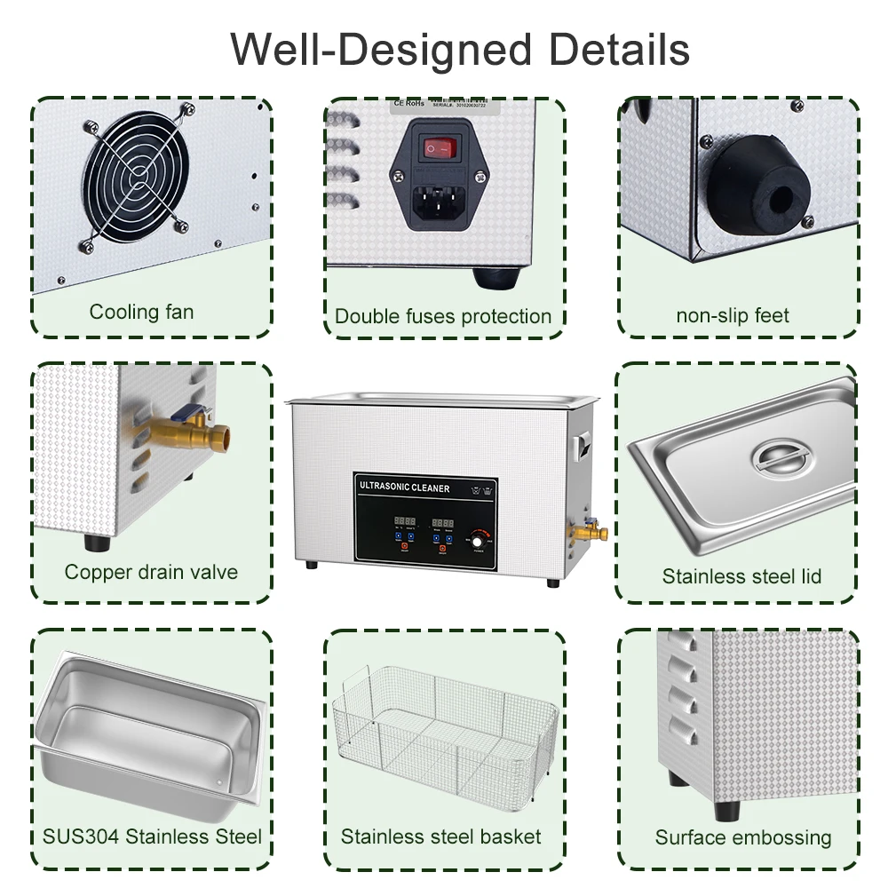 3L 6L 10L 15L 22L 30L Ultrasonic Bath Dental Washing Machine Cleaner Ultrasonic Cleaning Machine 220v 600w Cuba Ultrassonica 6