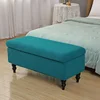 Polar Fleece Storage Stool Cover Stretch Piano Ottoman Footstool Covers Non-Slip Rectangle Bedroom Footrest Slipcover Home Decor 3