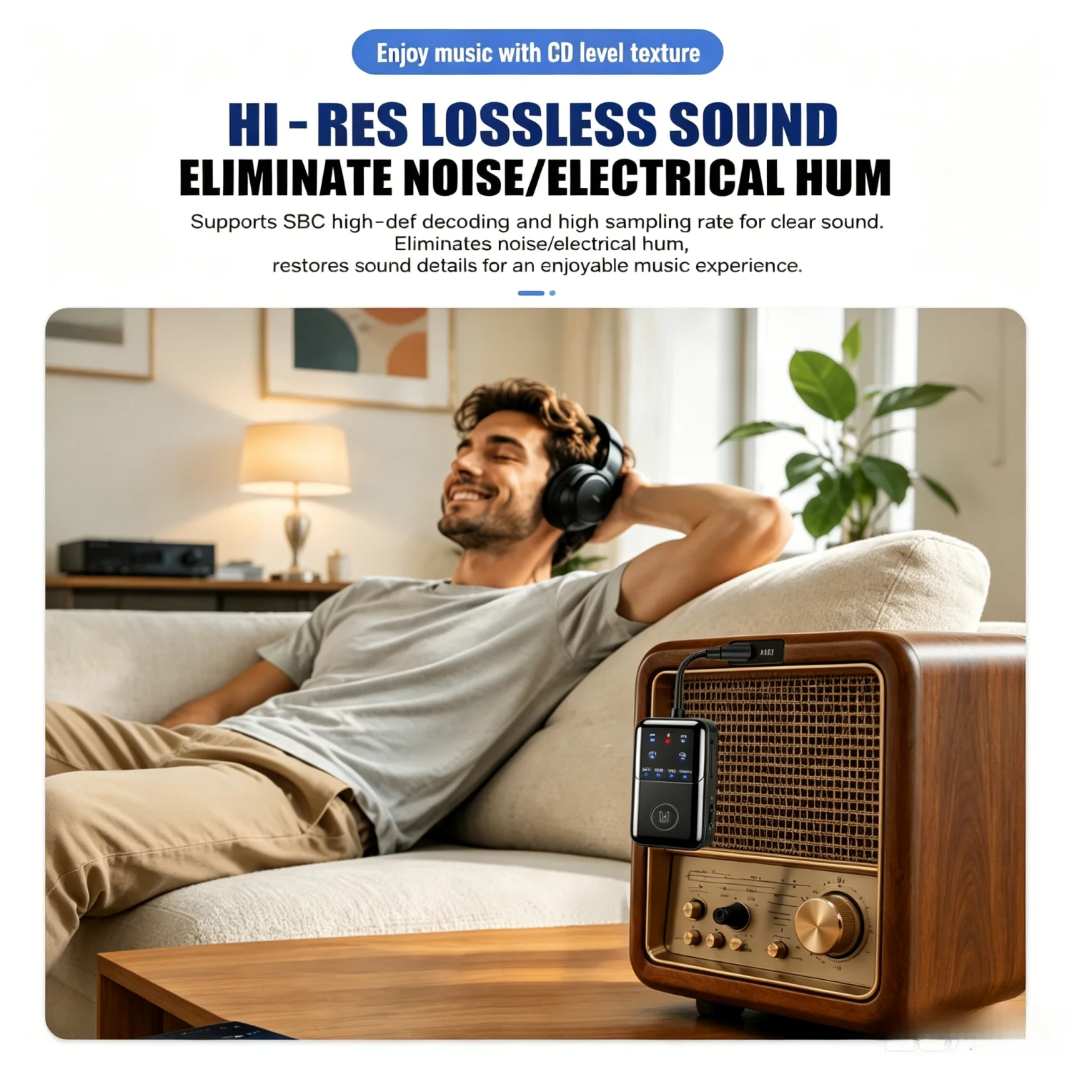 KEBIDUMEI 블루투스 6.0 AUX 오디오 송수신기 2 IN 1 무선 어댑터 3.5MM 마이크 포함 HiFi 스테레오 음악 차량용 TV PC용