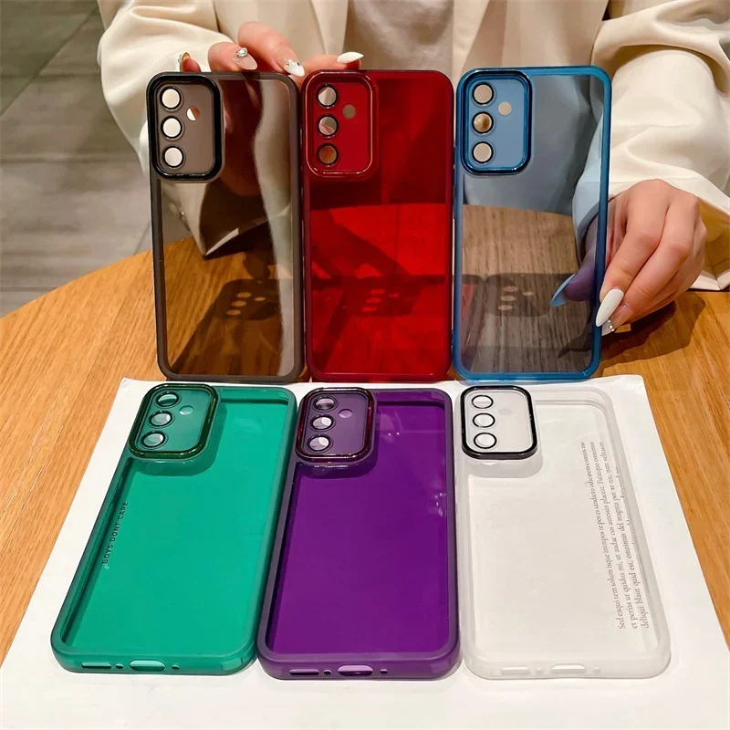 Transparent Silicone Case For Samsung Galaxy A15 A14 A05 A04 A04E A05S A04S A24 A34 A54 A52 A33 A13 A32 Lens Glass_voghion.com