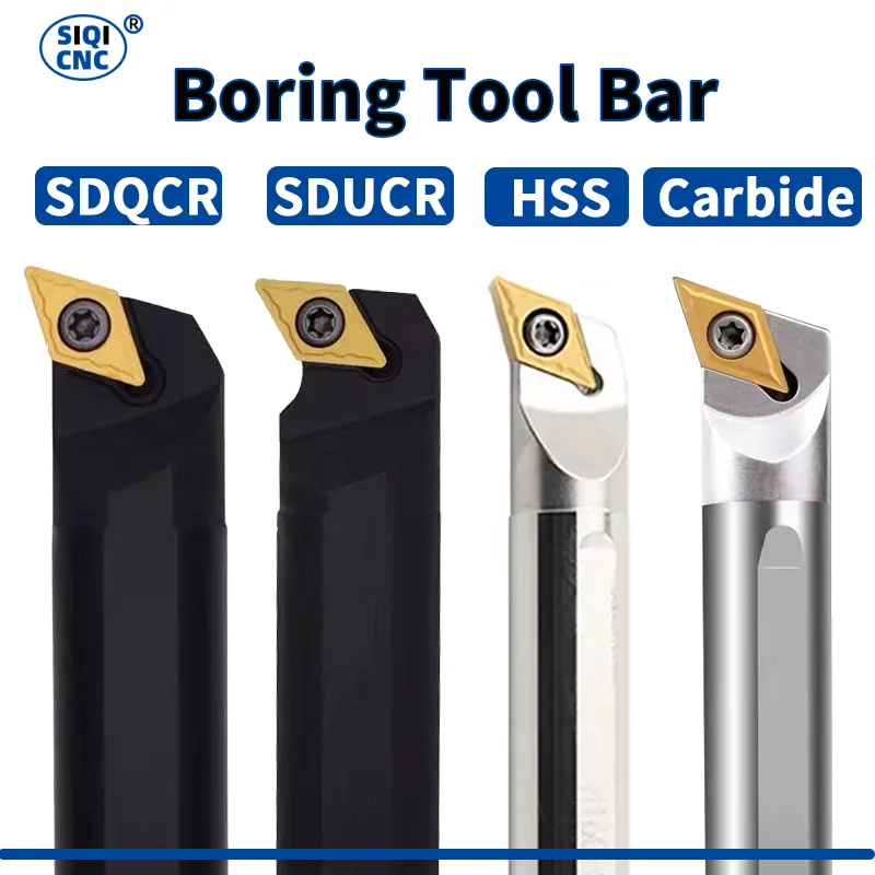 SDXCR SDUCR SDQCR Lathe Screw Boring Bar S10K S12M Internal Turning HSS C08K DCMT Carbide Alloy Steel Tool Holder 0902 11T3