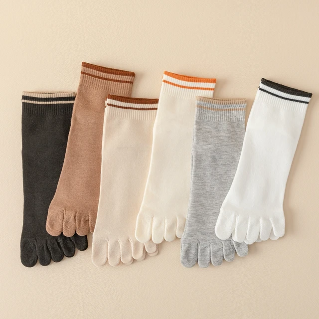 3/5 Pairs Women Five Finger Socks High Quality Cotton Toe Socks Autumn Spring Sports Athletic Ankle Socks with Five Finger 6