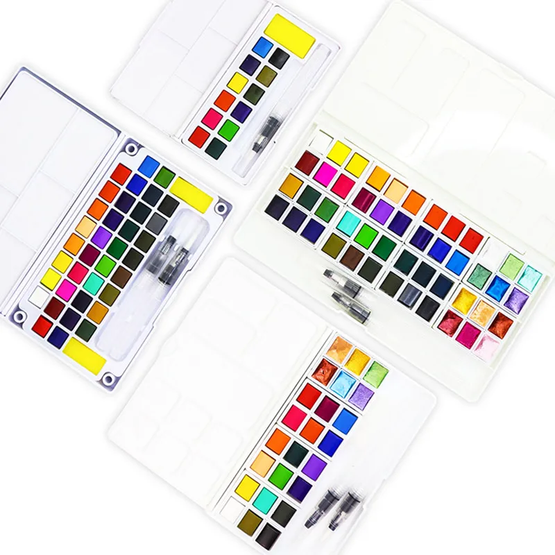Angel Mark Professional Solid Watercolor Paint Set Portable Drawing Pearlescent Watercolor Pigment For Painting Art Supplies