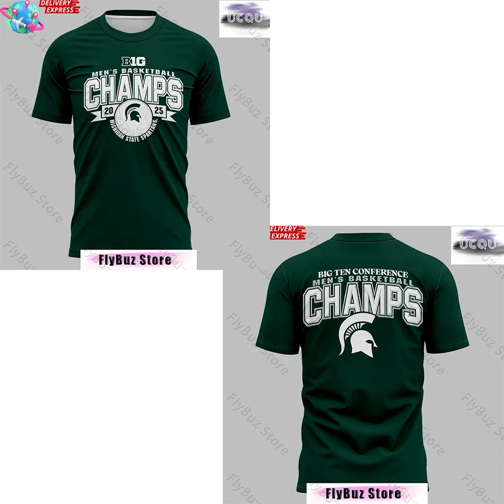 Michigan State Spartans Big Ten Champions 25 Green Men T-Shirt Fashion Street Quick-Drying Training Suit T-Shirt Children Adult