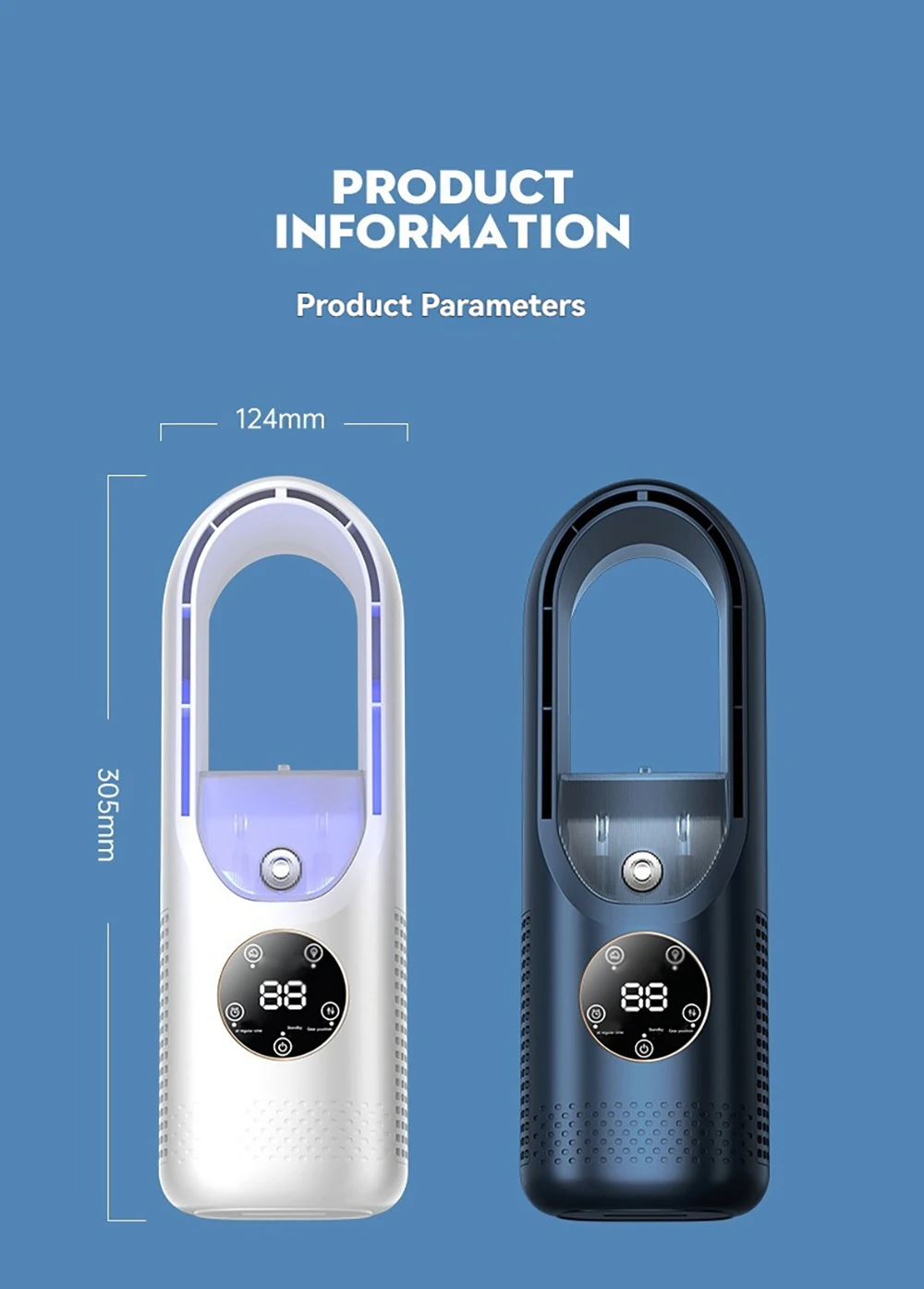 Mini Air Cooler Humidification Cooling USB Silent Timed Air Conditioning Fan Colorful Lights Night Light Led Screen 6 Wind Speed