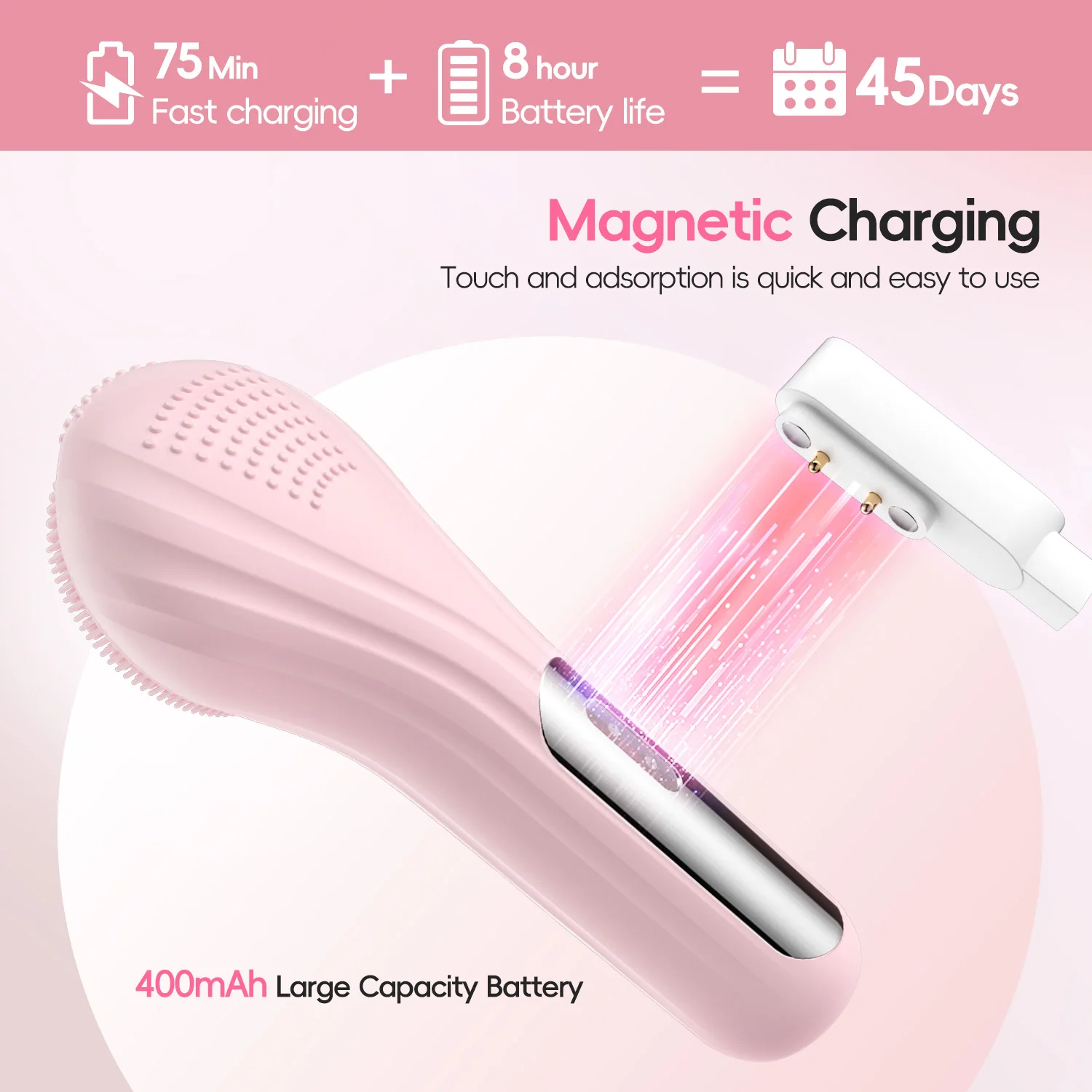 Silicone Electric Facial Cleansing Brush 6 Speeds Heat application Waterproof Deep Pore Cleanse Skin Cleansing Device Portable facial cleansing brush