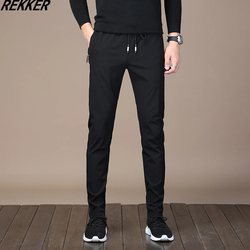 Wedstrijd Plantage En team REKKER Men's Summer Pants Ice Silk Stretch Breathable Straight Leg Pants  Solid Elastic Black Trousers Thin Quick Dry Sweatpants| | - AliExpress