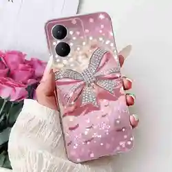 Luxury Bow Soft TPU Silicone Cover with Cute Cat and Butterfly Design - Fashionable Phone Case for Vivo Y17s 4G (962)