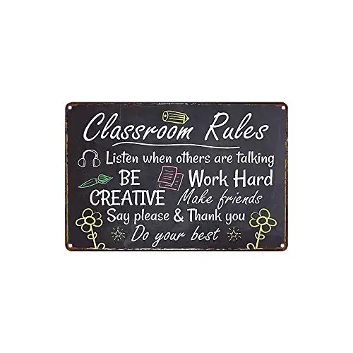 

metal tin sign Classroom Rules for Bar Cafe Garage Wall Decor Retro Vintage 7.87 X 11.8 inches